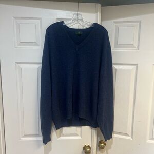Club Room Sweater Mens XL Blue Cashmere V Neck Pullover Sweatshirt Preppy Casual